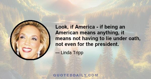 Look, if America - if being an American means anything, it means not having to lie under oath, not even for the president.