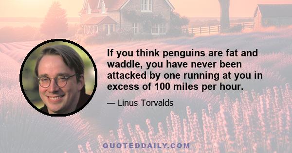 If you think penguins are fat and waddle, you have never been attacked by one running at you in excess of 100 miles per hour.