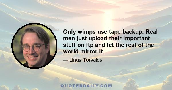 Only wimps use tape backup. Real men just upload their important stuff on ftp and let the rest of the world mirror it.