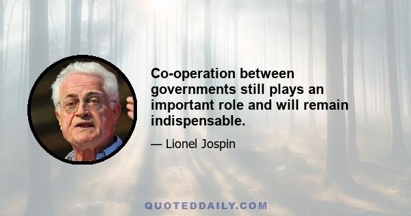 Co-operation between governments still plays an important role and will remain indispensable.