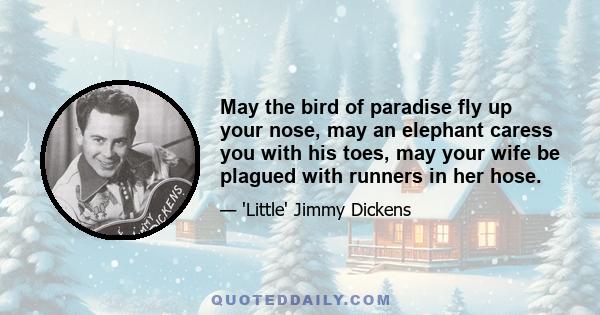 May the bird of paradise fly up your nose, may an elephant caress you with his toes, may your wife be plagued with runners in her hose.