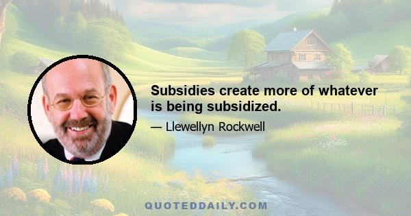 Subsidies create more of whatever is being subsidized.