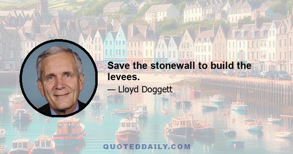 Save the stonewall to build the levees.