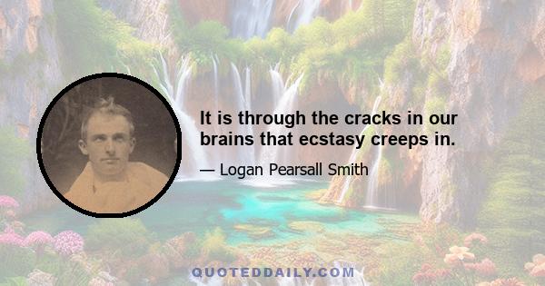 It is through the cracks in our brains that ecstasy creeps in.