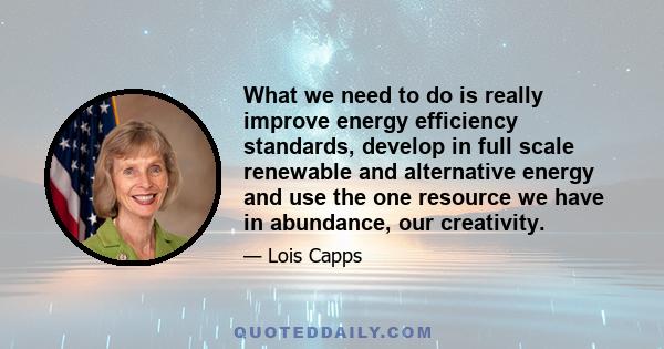 What we need to do is really improve energy efficiency standards, develop in full scale renewable and alternative energy and use the one resource we have in abundance, our creativity.