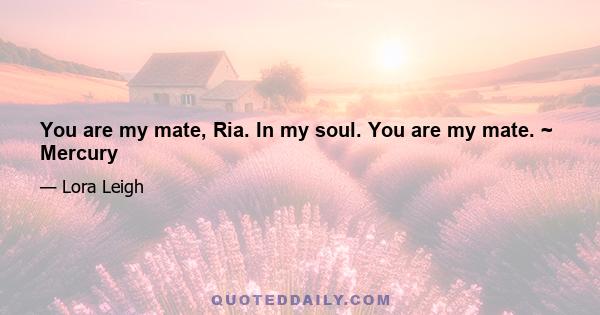 You are my mate, Ria. In my soul. You are my mate. ~ Mercury