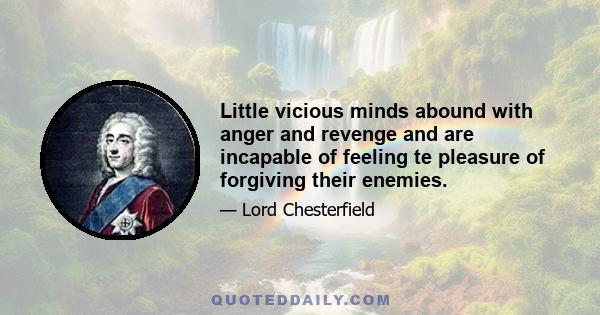 Little vicious minds abound with anger and revenge and are incapable of feeling te pleasure of forgiving their enemies.