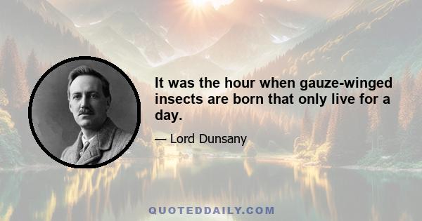 It was the hour when gauze-winged insects are born that only live for a day.