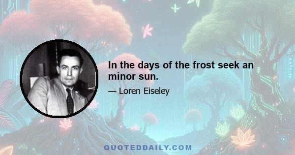 In the days of the frost seek an minor sun.