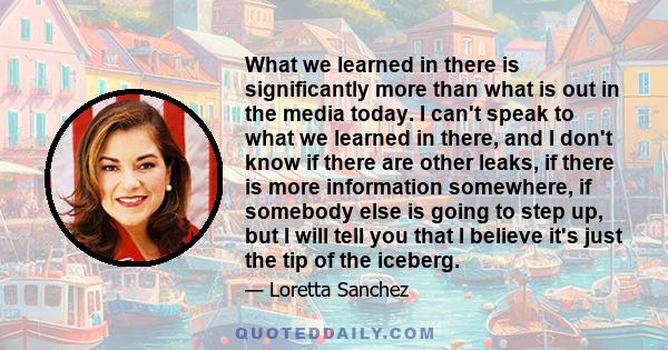 What we learned in there is significantly more than what is out in the media today. I can't speak to what we learned in there, and I don't know if there are other leaks, if there is more information somewhere, if