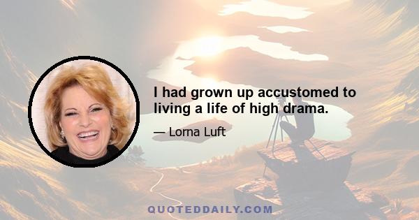 I had grown up accustomed to living a life of high drama.