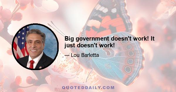 Big government doesn't work! It just doesn't work!