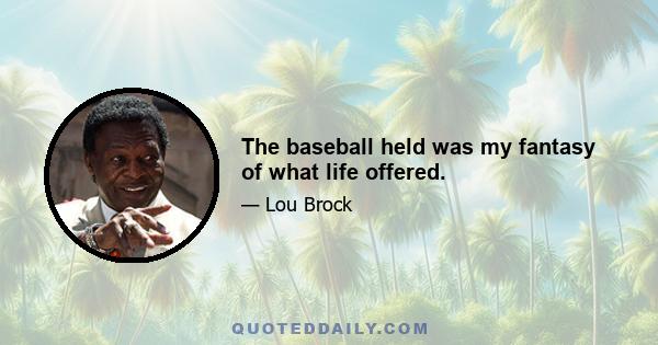 The baseball held was my fantasy of what life offered.