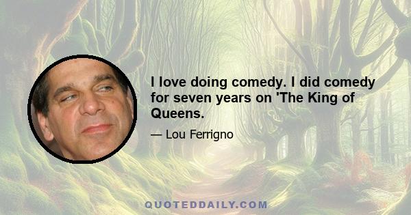 I love doing comedy. I did comedy for seven years on 'The King of Queens.