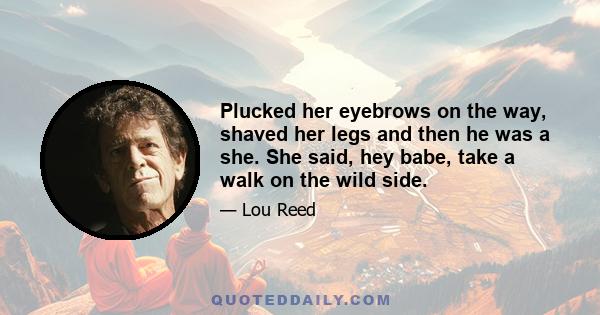 Plucked her eyebrows on the way, shaved her legs and then he was a she. She said, hey babe, take a walk on the wild side.