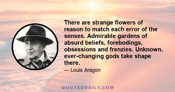 There are strange flowers of reason to match each error of the senses. Admirable gardens of absurd beliefs, forebodings, obsessions and frenzies. Unknown, ever-changing gods take shape there.