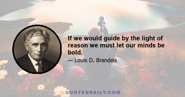 If we would guide by the light of reason we must let our minds be bold.