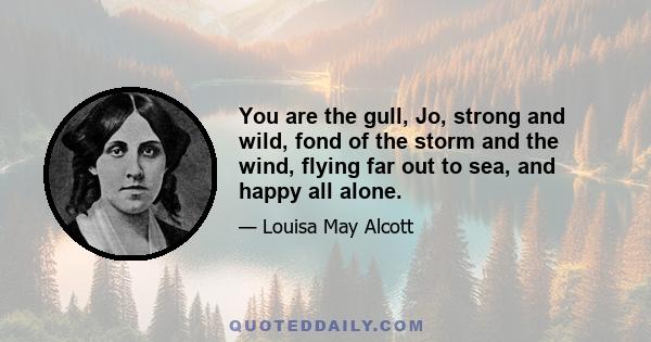 You are the gull, Jo, strong and wild, fond of the storm and the wind, flying far out to sea, and happy all alone.