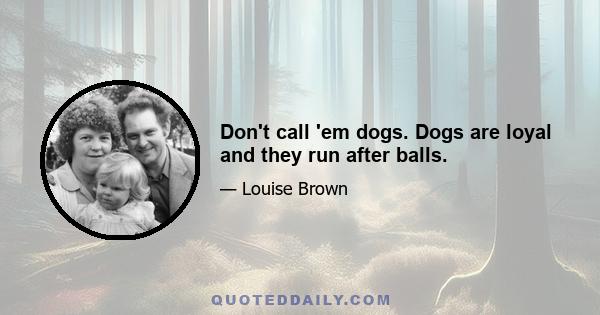 Don't call 'em dogs. Dogs are loyal and they run after balls.