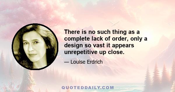 There is no such thing as a complete lack of order, only a design so vast it appears unrepetitive up close.