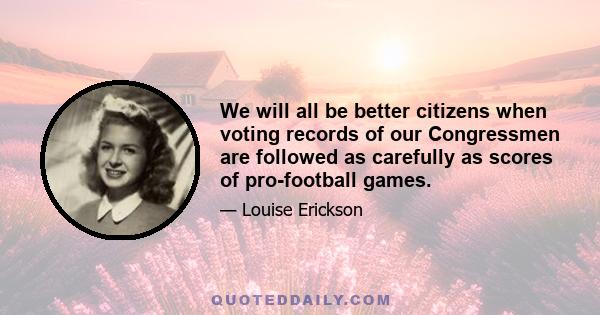 We will all be better citizens when voting records of our Congressmen are followed as carefully as scores of pro-football games.