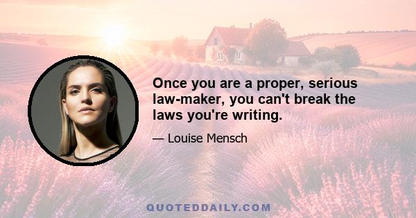 Once you are a proper, serious law-maker, you can't break the laws you're writing.