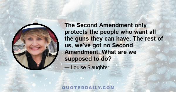 The Second Amendment only protects the people who want all the guns they can have. The rest of us, we've got no Second Amendment. What are we supposed to do?