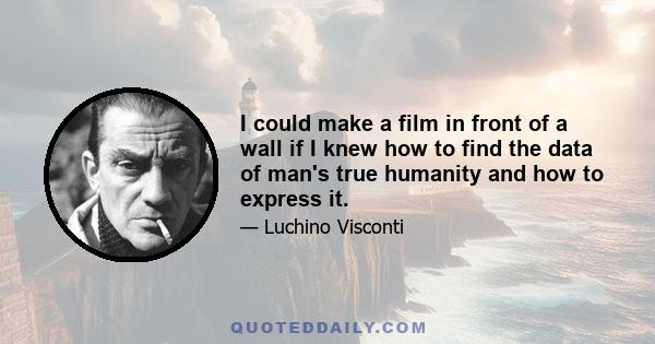 I could make a film in front of a wall if I knew how to find the data of man's true humanity and how to express it.