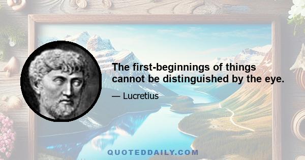 The first-beginnings of things cannot be distinguished by the eye.