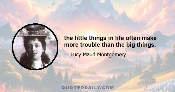 the little things in life often make more trouble than the big things.