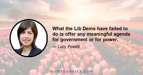 What the Lib Dems have failed to do is offer any meaningful agenda for government or for power.