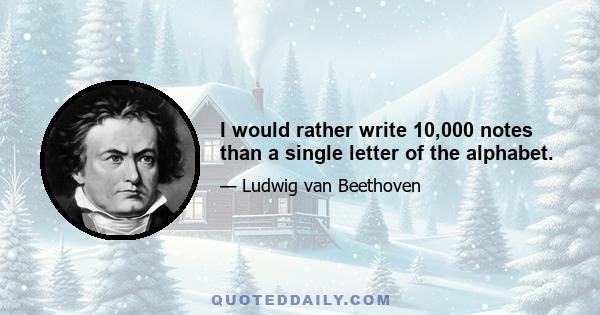 I would rather write 10,000 notes than a single letter of the alphabet.