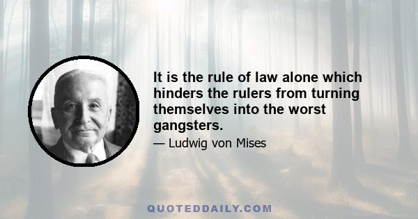 It is the rule of law alone which hinders the rulers from turning themselves into the worst gangsters.