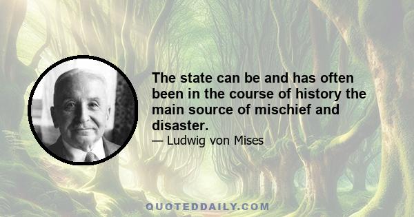 The state can be and has often been in the course of history the main source of mischief and disaster.