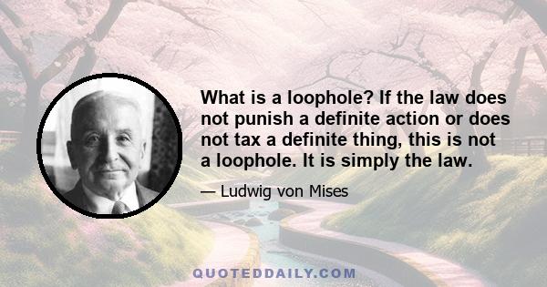 What is a loophole? If the law does not punish a definite action or does not tax a definite thing, this is not a loophole. It is simply the law.