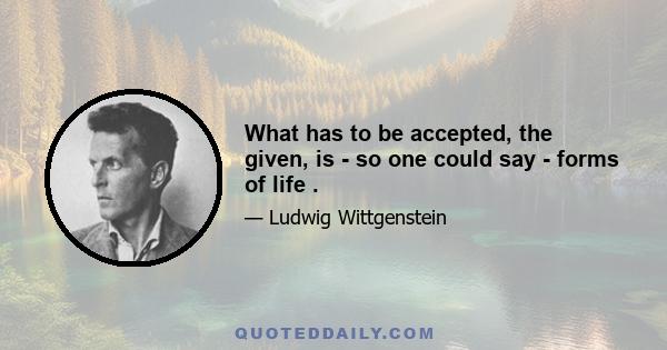 What has to be accepted, the given, is - so one could say - forms of life .