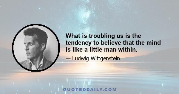 What is troubling us is the tendency to believe that the mind is like a little man within.