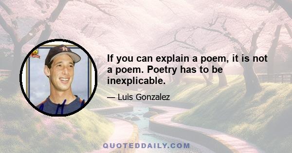 If you can explain a poem, it is not a poem. Poetry has to be inexplicable.