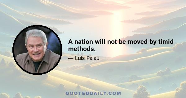 A nation will not be moved by timid methods.