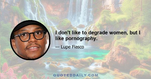 I don't like to degrade women, but I like pornography.