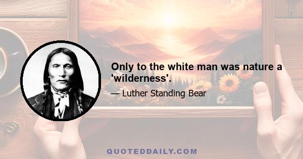 Only to the white man was nature a 'wilderness'.