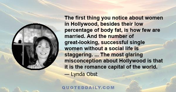 The first thing you notice about women in Hollywood, besides their low percentage of body fat, is how few are married. And the number of great-looking, successful single women without a social life is staggering. ...