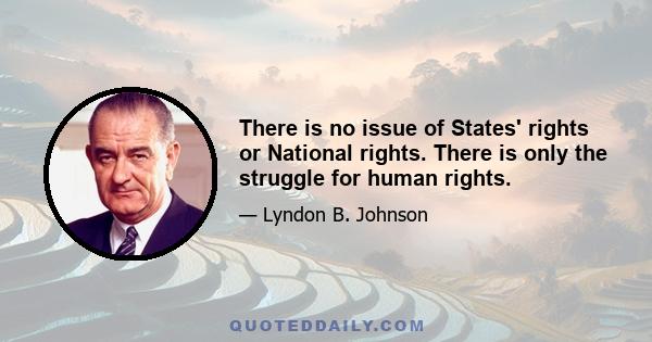 There is no issue of States' rights or National rights. There is only the struggle for human rights.