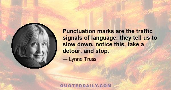 Punctuation marks are the traffic signals of language: they tell us to slow down, notice this, take a detour, and stop.