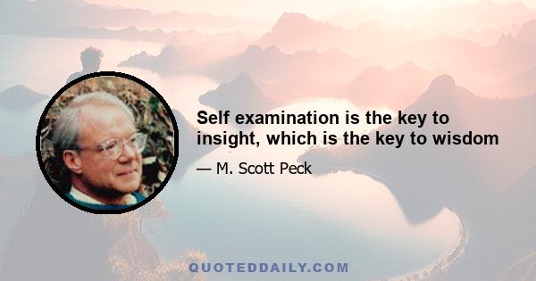 Self examination is the key to insight, which is the key to wisdom