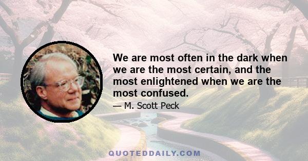 We are most often in the dark when we are the most certain, and the most enlightened when we are the most confused.