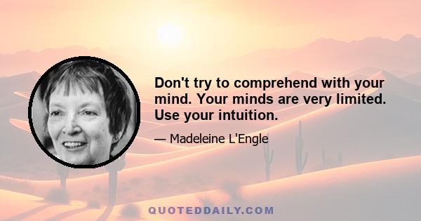 Don't try to comprehend with your mind. Your minds are very limited. Use your intuition.