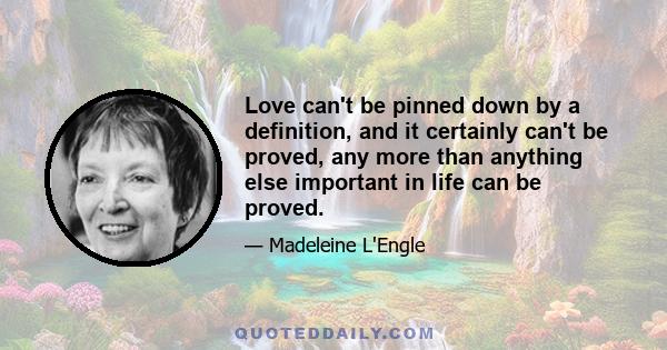 Love can't be pinned down by a definition, and it certainly can't be proved, any more than anything else important in life can be proved.