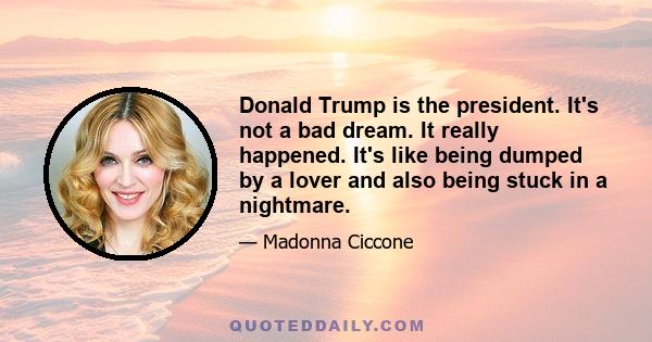 Donald Trump is the president. It's not a bad dream. It really happened. It's like being dumped by a lover and also being stuck in a nightmare.