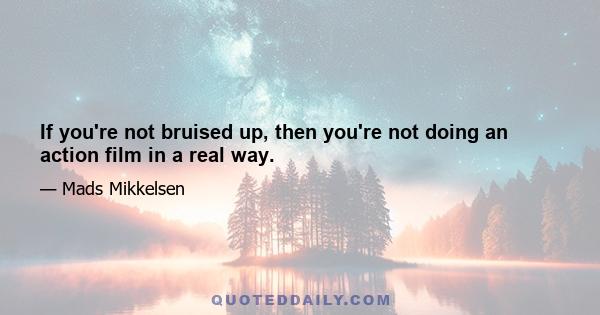 If you're not bruised up, then you're not doing an action film in a real way.